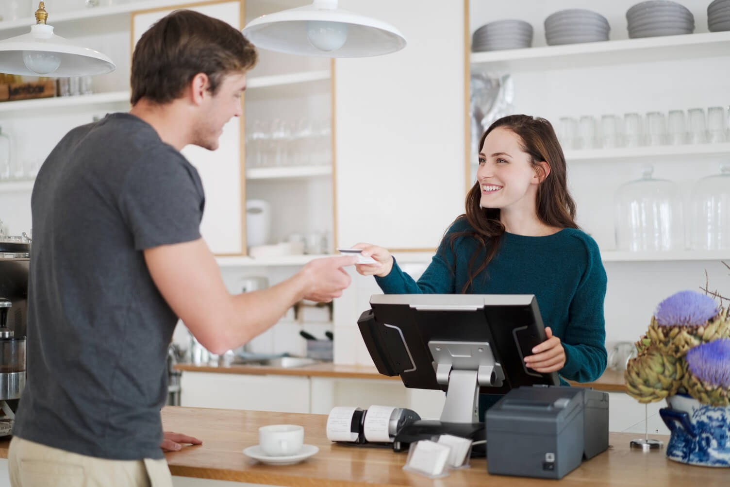 Man paying cashier