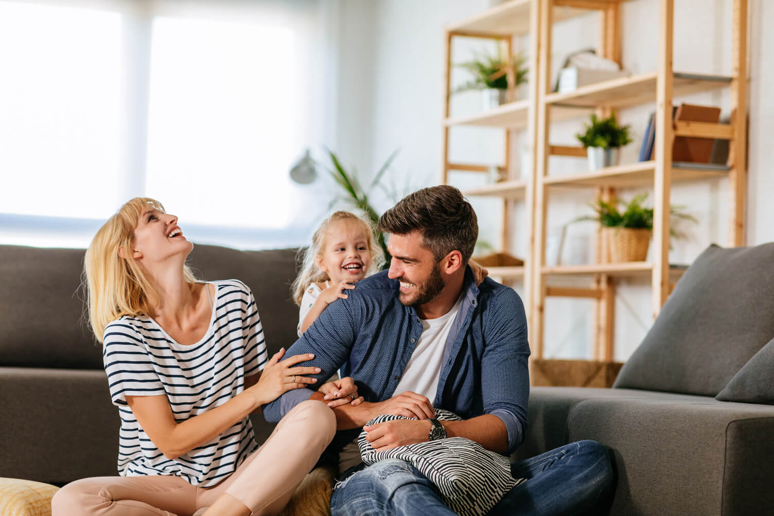 Family in the living room